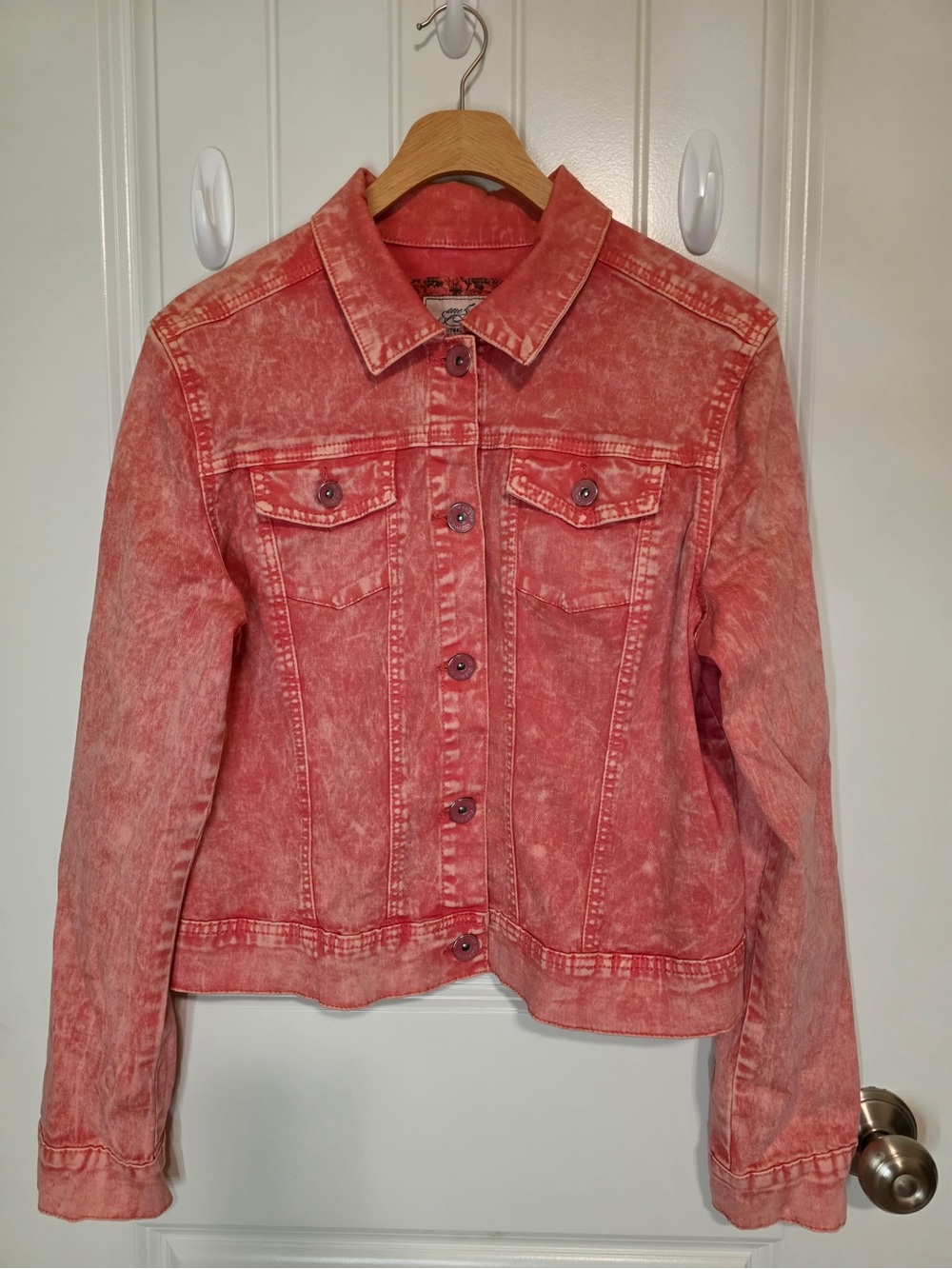 One 5 One Women’s Authentic Denim Jacket Washed Red Color Size L